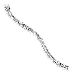 REYES Pulseras de tenis de lujo brillantes con moissanita de 6x3mm y cierre de caja para mujer, chapadas en oro blanco de 18K, joyería de plata de ley 925 - Product Image 2