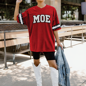 Maillot de football américain personnalisé surdimensionné avec strass, col en V unisexe, maille respirante, streetwear, marque privée, OEM, vente en gros - Product Image 5