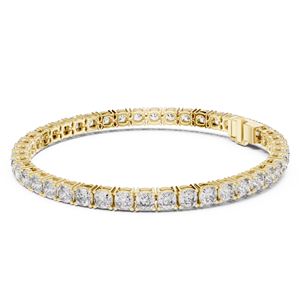 LAB GROWN 4.4CT CUT DIAMOND RHODIUM PLATED LUXURY 18KT <b>SOLID</b> YELLOW <b>GOLD</b> Tennis Bracelet Set DAILY OFFICE WEAR WEDDING THIRD - Product Image 1
