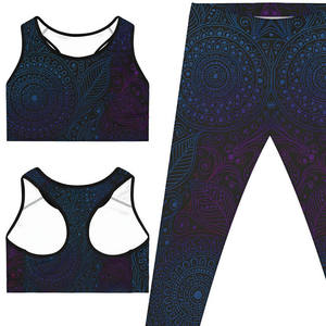 Ensemble de sport pour femmes grandes tailles, yoga et fitness, respirant, écologique, couleur contrastée, soutien-gorge de sport, leggings, coupe ajustée pour l'extérieur - Product Image 6