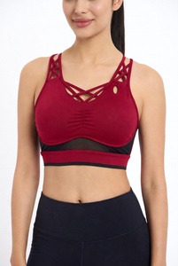 Sujetadores deportivos de yoga al por mayor con logo personalizado para mujer, de alto impacto y soporte, con tirantes finos, ropa interior deportiva, top de yoga para entrenamiento. - Product Image 1