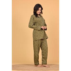 Conjunto de Pijama Estampado de Polycrêpe para Mujer, Elegante Traje de Noche, Ropa de Descanso Suave y Cómoda, Ropa de Dormir Informal para el Hogar - Product Image 4