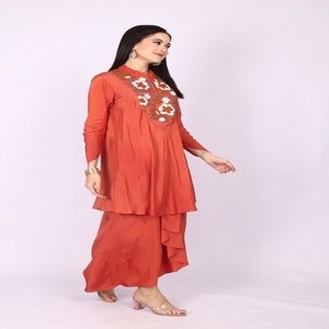 Stylish Women Trend Store 2pc Dhoti Kurta <b>set</b> with Beads work orange <b>colour</b> For Elegant Fashion Lovers - Product Image 3