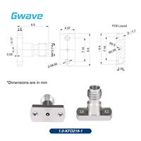 Conector PCB Vertical Hembra Sin Soldadura Gwave de 1.0 mm, Brida de 2 Orificios, DC a 110 GHz