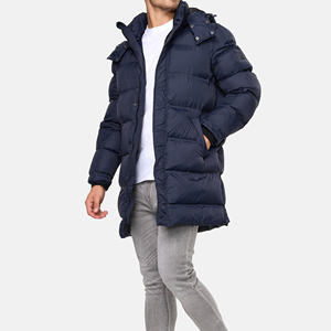 Veste d'hiver décontractée pour homme, à capuche, rembourrée de duvet, coupe-vent, avec fermeture éclair et poches latérales - Product Image 1