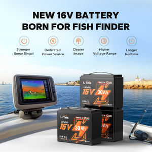 แบตเตอรี่ลิเธียม IP65 30Ah 16V สำหรับตกปลาเรือคายัคแบตเตอรี่ลิเธียม LiFePO4แบบลึก - Product Image 2
