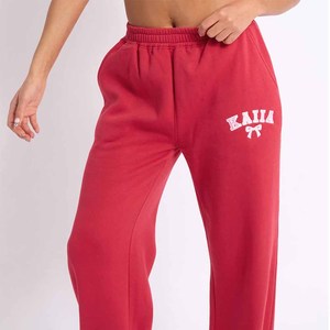 Women's <b>Red</b> Hooded Sweatshirt With <b>Bow</b> Print And Matching Joggers Loose Fit Casual Two Piece Set - Product Image 2