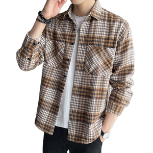 High Quality <b>Mens</b> Plaid Flannel Shirt Jacket Hooded <b>Thermal</b> Fleece Outerwear Long Sleeve Shacket Wholesale - Product Image 6