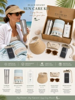 Kit de Soins Solaires pour Complexes Balnéaires avec Logo Personnalisé : Serviette, Gobelet, Visière, Pochette Téléphone – Ensemble Cadeau de Bienvenue pour Hôtels et Voyages – Fournisseur en Gros pour Complexes