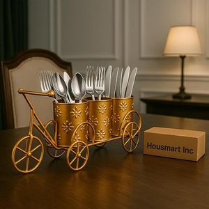 Ensemble de pots de fleurs en métal doré avec roulettes, étagère de rangement vintage à 3 niveaux pour le salon - Product Image 2