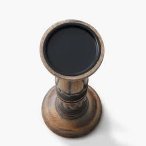 Curio Craft Handmade Wooden Candlestick Holder Round Shape Home Decoration Natural Wood Finish - Product Image 3
