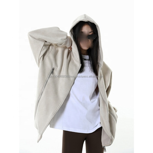 Sudadera con capucha gruesa de invierno 100% algodón de alta calidad personalizada de 500gsm con cremallera metálica bordada - Product Image 2