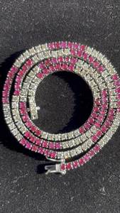 Men Women Iced Out Double Coloured Hip Hop <b>Tennis</b> Moissanite 925 Silver <b>Gold</b> Plated Chain <b>Necklaces</b> Choker - Product Image 5
