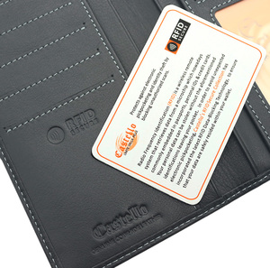 [In Stock] [Retail Price] Castello Genuine Nubuck Leather Open Closure Polyester Long <b>Wallet</b> Unisex Black <b>Brown</b> RFID Characters - Product Image 4