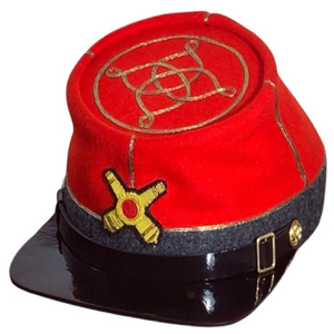 Gorra Kepi Roja 100% Lana, Reproducción Histórica, con Trenza Bordada y Correa de Cuero para la Barbilla, para Reenactment - Product Image 1