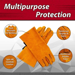 Guantes de Soldadura Reforzados de Cuero para Mayor Destreza, Refuerzo Doble en la Palma, Resistentes al Calor para Hornos, Barbacoas y Parrillas - Product Image 6