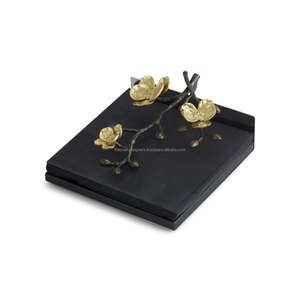 Aluminium <b>Tissue</b> Box With Gold Coated Casted Leaf Design Hot Selling Luxury Napkin/<b>tissue</b> Stand <b>for</b> <b>Wedding</b> Decoration - Product Image 6