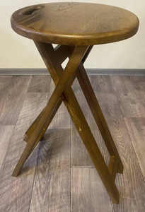 Tabouret de bar pliable en bois massif, siège rond portable, pieds croisés, pour cuisine, vente en gros, directement de l'usine - Product Image 6