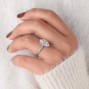 Moissanite 3CT Marquise Cut Diamond Classic Style Solitaire <b>Ring</b> Original 925 Silver Wedding Party Jewelry for Best Friend - Product Image 5