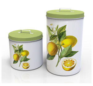 Contenants de stockage alimentaire en métal avec couvercles, forme cylindrique, pour une conservation hermétique des aliments, utilisation en cuisine, style Americana. - Product Image 4