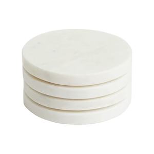 Ensemble de 4 sous-verres en marbre blanc de haute qualité, sous-verres ronds en pierre naturelle, style classique, pour table - Product Image 1