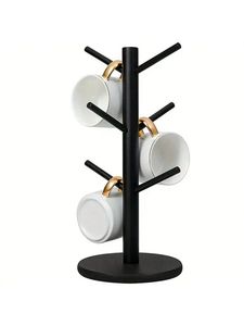Wood Mug <b>Tree</b> <b>Stand</b> Coffee Cups Heavy Duty Mug Holder Rack Freestanding Countertop Cup Organizer Protective Feet Shabby Chic - Product Image 1