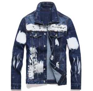 Chaqueta Bomber de Mezclilla para Hombre, Corte Ajustado, Cuello Alto, Forro de Piel Sintética Transpirable, Logotipo Frontal, Estilo Motociclista, Casual de Invierno - Product Image 1