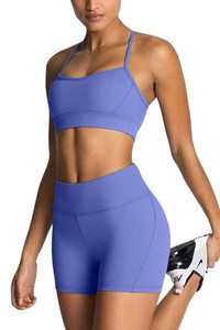 Customized Logo 2 Pcs Gym Sets for Women With Backless Sports Bra and High-Rise Yoga Leggings for Fitness - Product Image 4