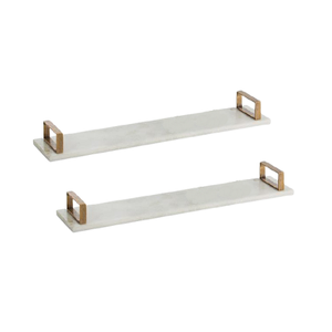 Plateau de service en marbre blanc de forme rectangulaire avec poignées en métal doré Plateau de service de nourriture Hotelware pour grossiste - Product Image 1