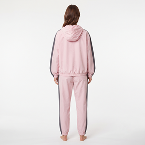 Women's Oversize Full <b>Zip</b> Cropped Tracksuit Set Long Sleeve Contrast Sweatshirt Side Stripe Drawstring Pants with Pockets - Product Image 6
