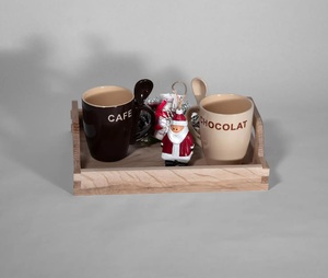 Bandeja de Servicio de Alimentos Portátil, Resistente, de Madera de Roble Blanco Sólido, de Grado Comercial, para Catering y Desayunos - Product Image 1