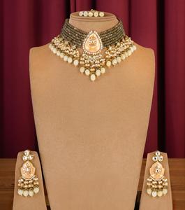 Conjunto de Collar y Pendientes de Moda de la Mejor Calidad, Diseño de Latón Chapado en Oro con Moissanita, Regalo de Boda o Compromiso para Mujer - Product Image 4