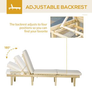 Sdraio Moderna Naturale Multi-Posizione per il Divertimento all'Aperto, Prendisole a Bordo Piscina o Patio, in Ferro, Teak e Plastica - Product Image 4