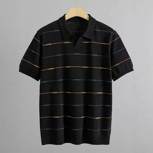 เสื้อยืดโปโลคอวี แขนสั้น ลายเส้น สำหรับผู้ชาย ฤดูใบไม้ผลิ ฤดูร้อน ผ้าไม่หด ใส่สบาย ระบายอากาศได้ดี - Product Image 4