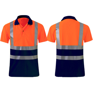 Camisas de Trabajo de Alta Visibilidad para Hombre, Reflectantes, Manga Corta, Transpirables, Estilo Casual de Verano, Cuello Alto, 100% - Product Image 2