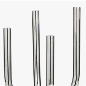 Support de bougies sculptural en métal argenté poli, fait main, écologique, à plusieurs bras, pour 4 bougies, vente en gros - Product Image 3