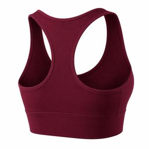 Women Racerback Sports Bra Solid <b>Maroon</b> V-Neck Medium Support Seamless Yoga Fitness Wear Spandex Polyester Breathable Quick Dry - Product Image 5