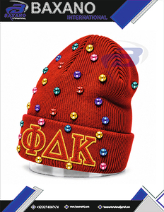 Gorro de Invierno de Punto Rojo con Adornos de Diamantes de Imitación para Mujer, Gorro de Invierno Bordado con Chenilla de la Hermandad NSPDK - Product Image 6