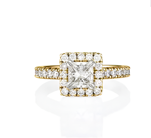 Anillo de Compromiso para Mujer, Estilo Étnico, Oro Amarillo de 14K, Corte Cojín, VVS, CVD, Cultivado en Laboratorio, Certificado IGI, Aniva RN153 - Product Image 1