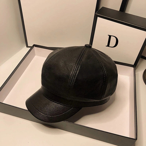 Brown PU Leather 5 Panel Cap <b>Flat</b> Brim Unisex Casual Breathable Four Seasons Outdoor <b>Hat</b> Adult Size 56-58CM - Product Image 6