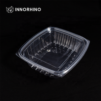 INNORHINO Contenants alimentaires rectangulaires transparents en plastique biodégradable et compostable pour plats à emporter avec couvercles (personnalisables)