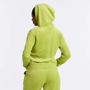 <b>Women's</b> Gray Hooded <b>Zip</b>-<b>Up</b> Sweatshirt Full Sleeve Knitted Solid Color Breathable With Pockets Autumn Wear - Product Image 5