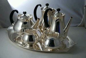 Decorative coffee pot luxury lifestyle decor polished chrome <b>tea</b> <b>set</b> black handle <b>tea</b> kettle premium dining collection chic - Product Image 5