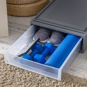 Cajón de Almacenamiento Plegable y Apilable de 27.5 Qt para Debajo de la Cama, Caja de Plástico Gris - Product Image 3