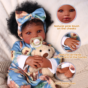 Poupée bébé fille afro-américaine réaliste Babeside Jaden de 17 pouces, tête en vinyle, corps en tissu, jouet doux, mini-jouet, vente en gros directe d'usine - Product Image 1