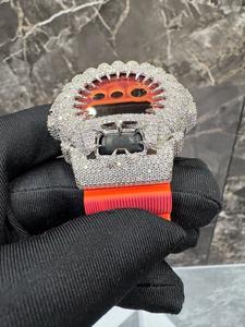 Reloj de pulsera para hombre de acero inoxidable con bisel de moissanita VVS totalmente engastado, estilo hip hop, que pasa la prueba del diamante - Product Image 4