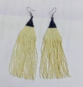 High Quality Ivory and Black Miyuki delica Beaded <b>Drop</b> <b>Earrings</b> Handmade Bohemian rice glass beads Trendy Gift beach Jewelry - Product Image 1