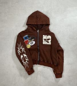 Sweat à capuche unisexe avec appliques, sérigraphie, fermeture éclair, cordon de serrage, meilleure qualité, logo et couleur personnalisés - Product Image 3