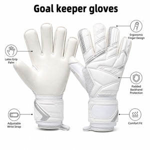 White PU Leather Football Goalkeeper Gloves Full <b>Finger</b> Non-Slip Breathable Adjustable Wrist <b>Strap</b> Unisex Goalkeeper Gloves - Product Image 6