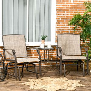 2-Seater <b>Outdoor</b> Patio Glider <b>Chair</b> with Coffee Table Breathable Sling Backyard Garden Loveseat <b>Stackable</b> - Product Image 2